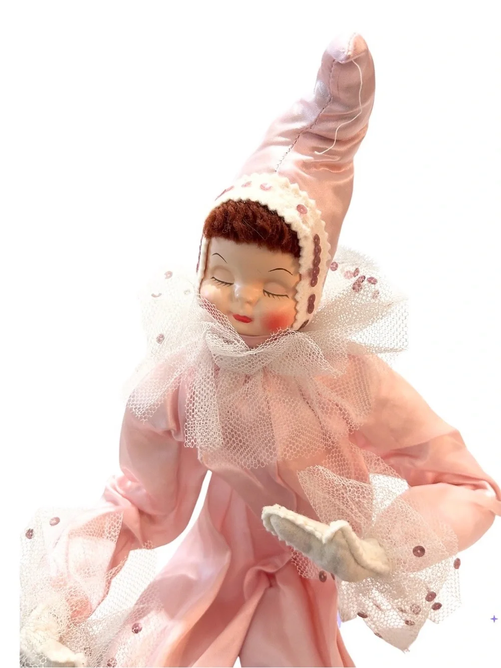 Vtg 1950s Boudoir Pierrot Posable Shelf Sitter Pixie Jester Doll Collectible - Picture 5 of 8